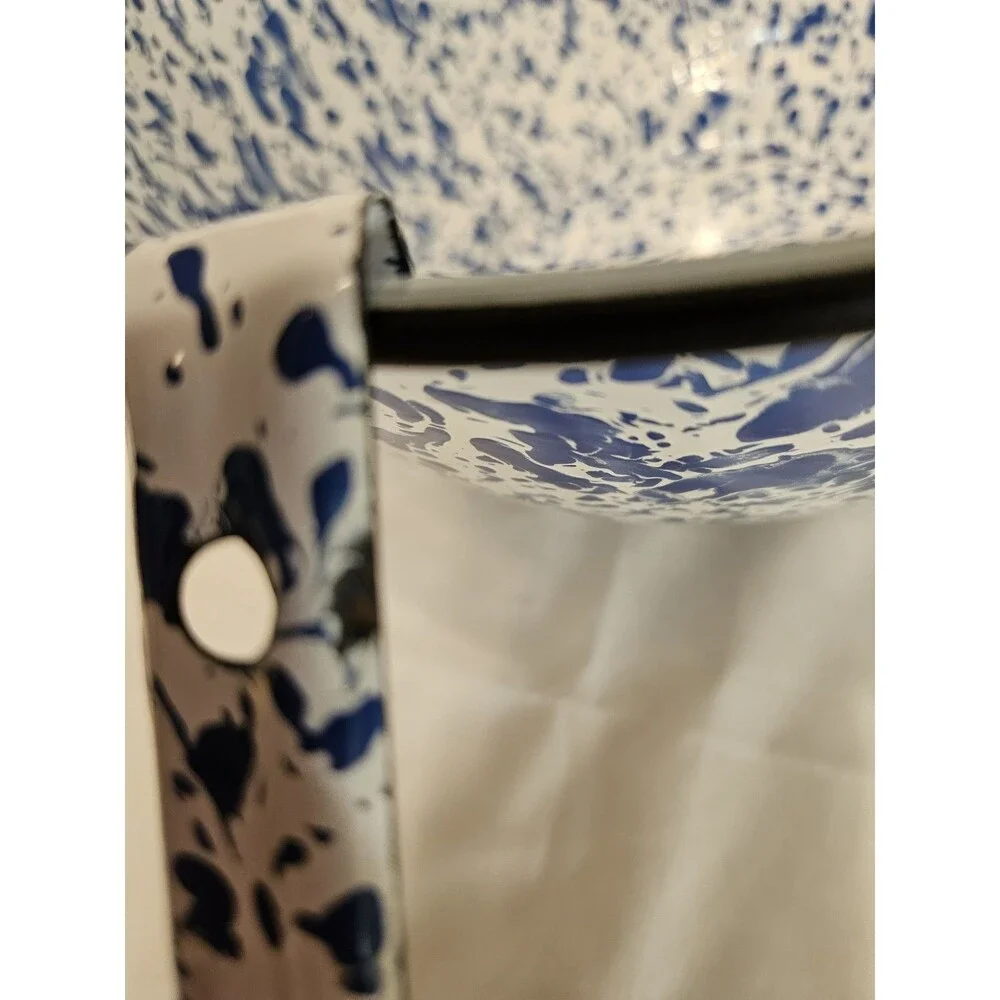 Rare Vintage CGS Blue White Splatterware Enamel 10.75
